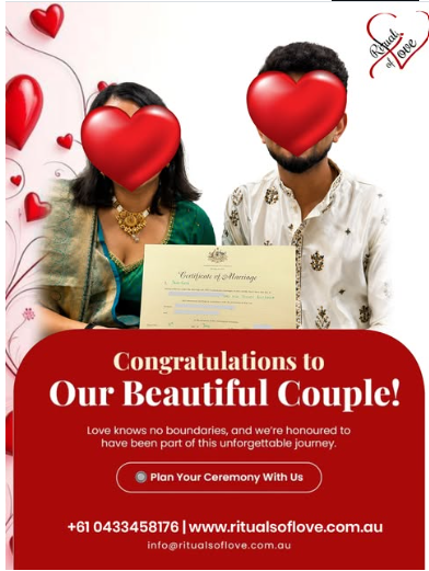 Congratulations post for a couple holding their marriage certificate