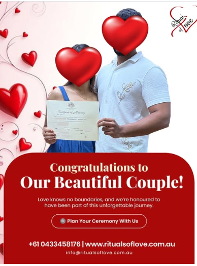Congratulations post for a couple holding their marriage certificate