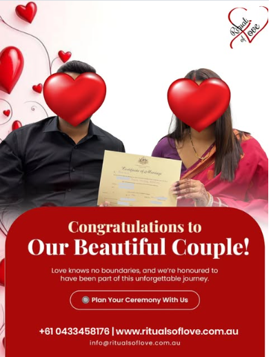 Congratulations post for a couple holding their marriage certificate